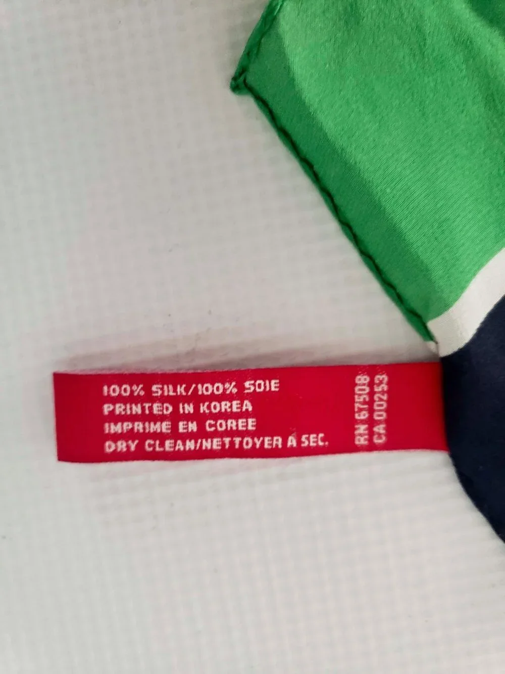 Anne Klein Green Navy Striped Silk Scarf